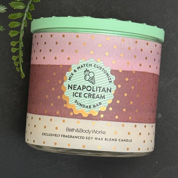 BBW Neapolitan Ice Cream Bath & Body Works 3 Wick Candle - Picture 4 of 10